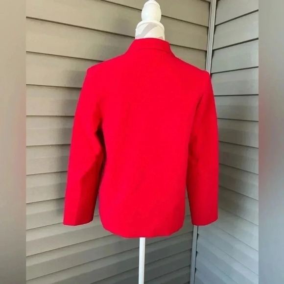 Vintage Lands' End Boiled 100% Wool Button Front Coat Blazer Red Sz - Picture 4 of 9